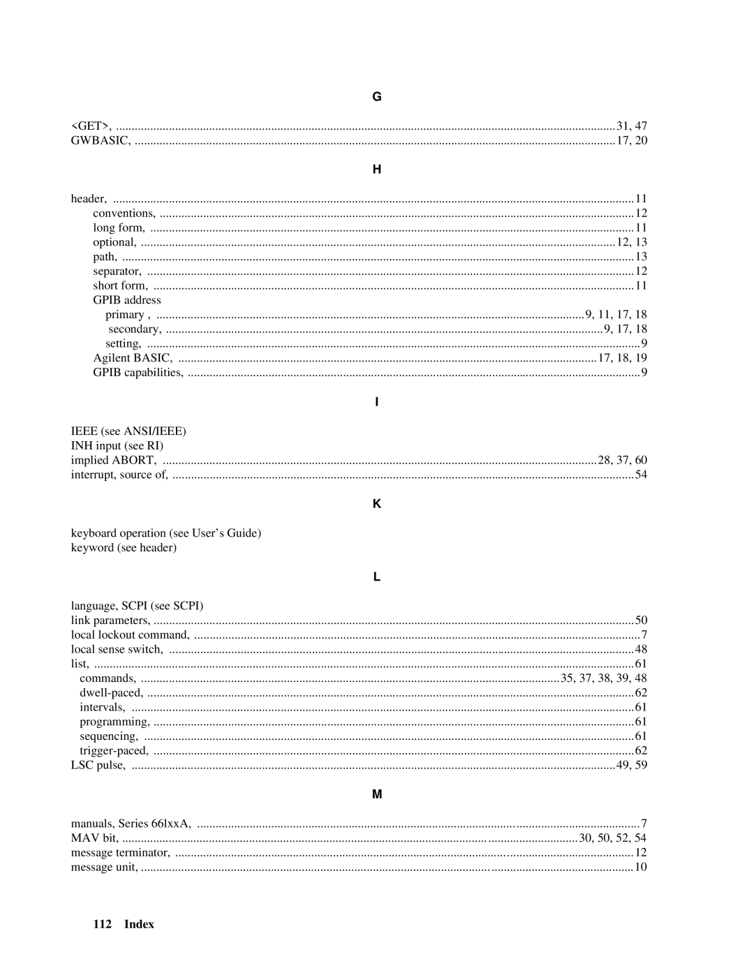 Agilent Technologies 66lxxA manual Index 