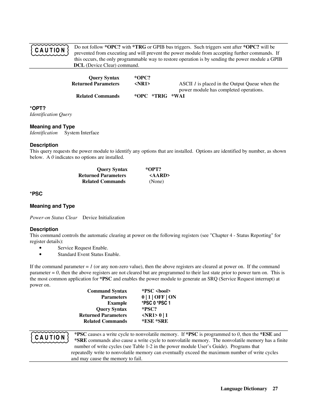 Agilent Technologies 66lxxA manual Opt?, Psc 