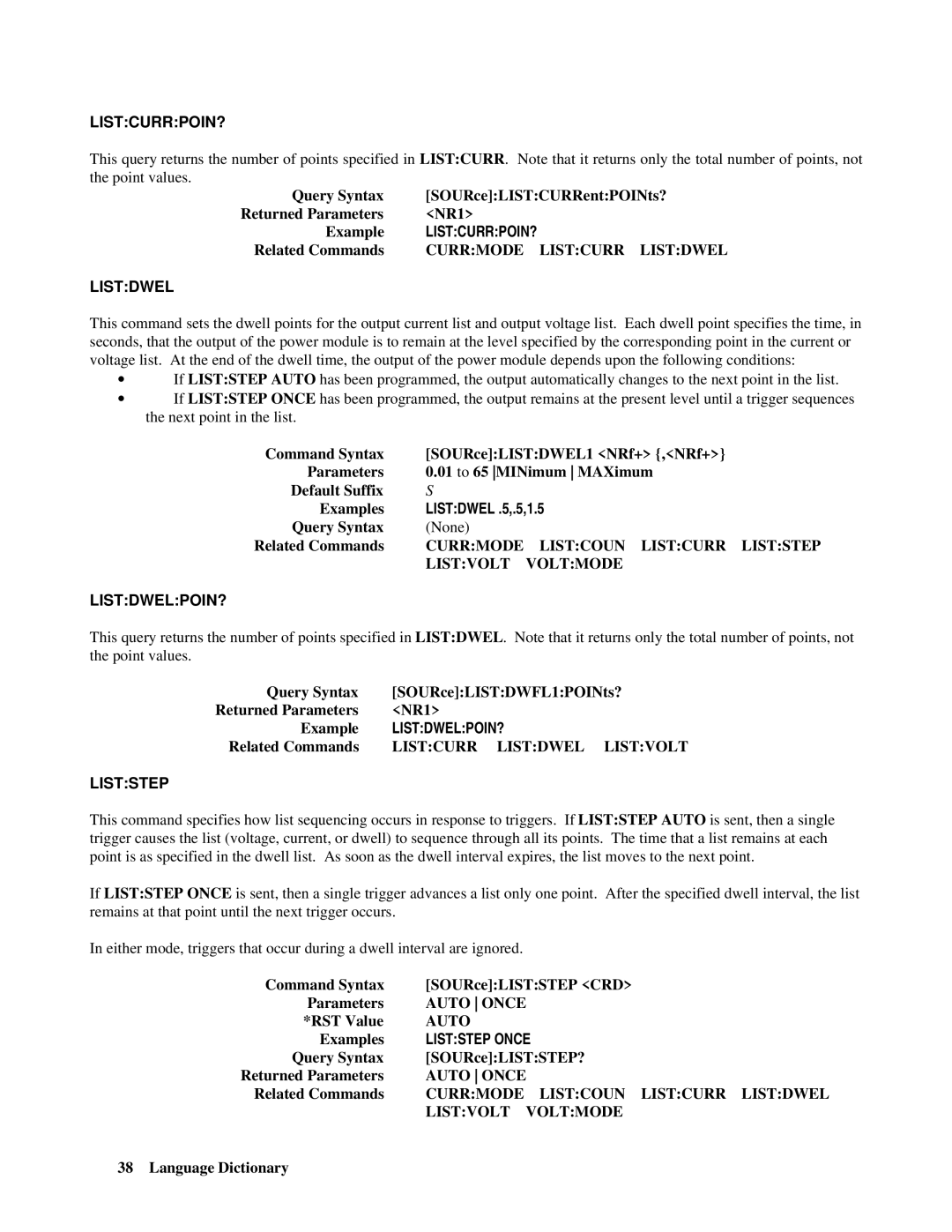 Agilent Technologies 66lxxA manual Listcurrpoin?, Listdwelpoin?, Liststep Once 