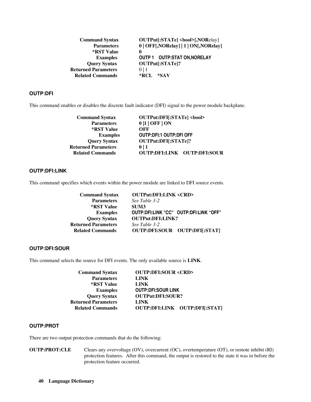 Agilent Technologies 66lxxA manual Outp Outpstat ON,NORELAY, Outpprot 