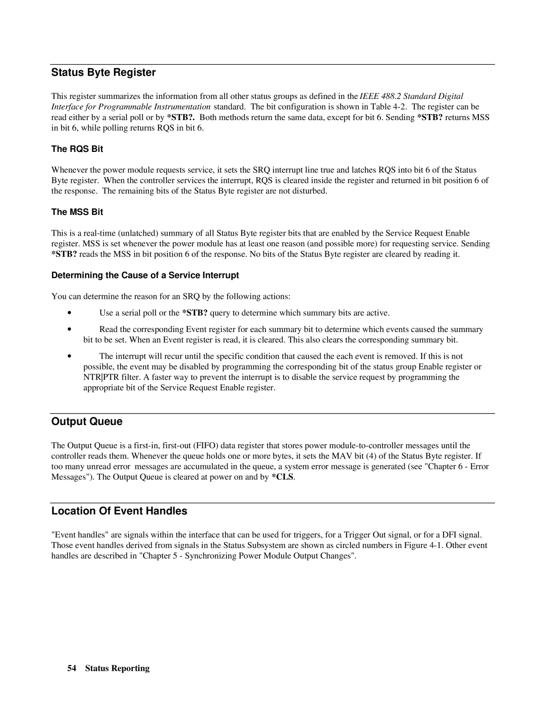 Agilent Technologies 66lxxA manual Status Byte Register, Output Queue, Location Of Event Handles 