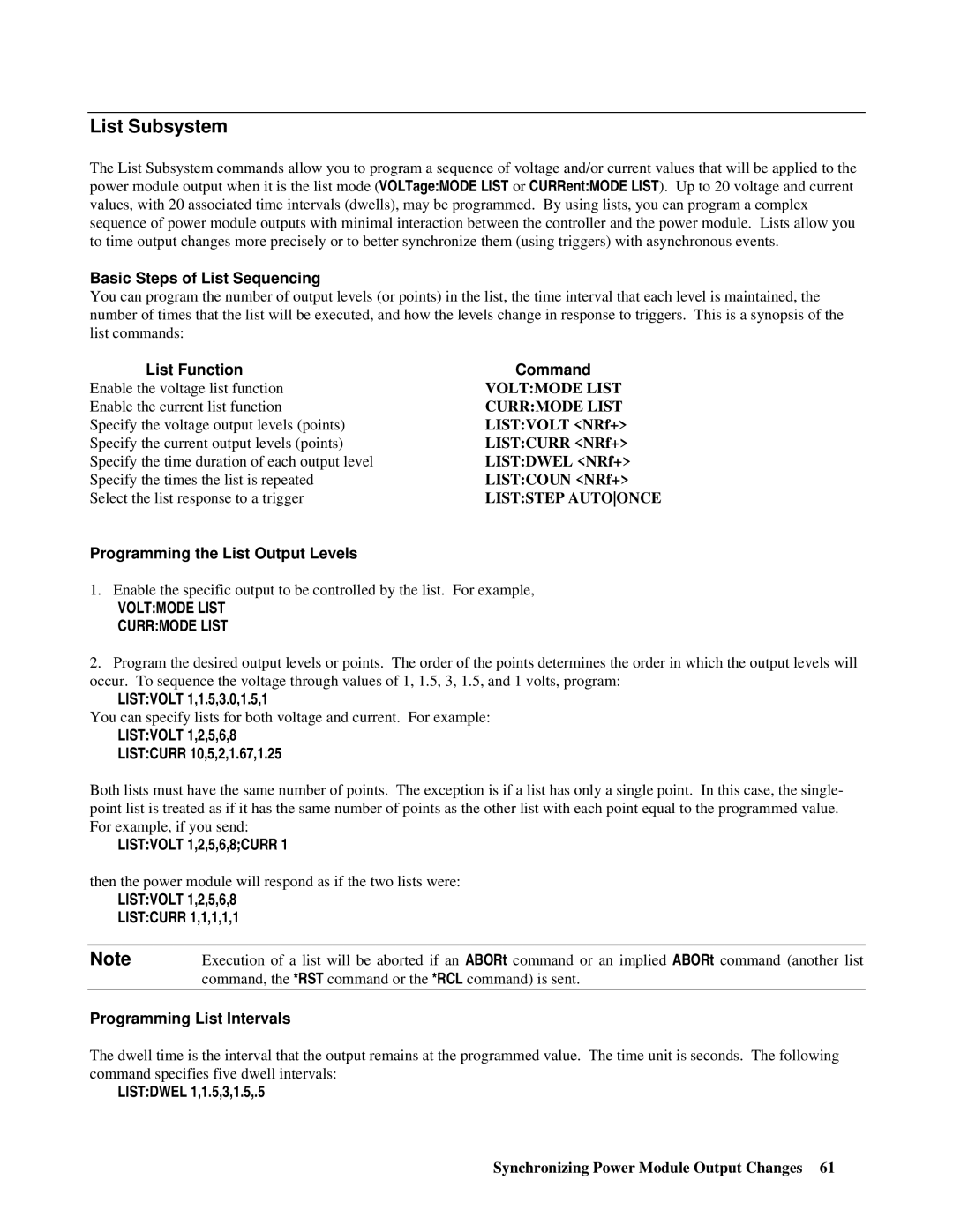 Agilent Technologies 66lxxA manual List Subsystem 