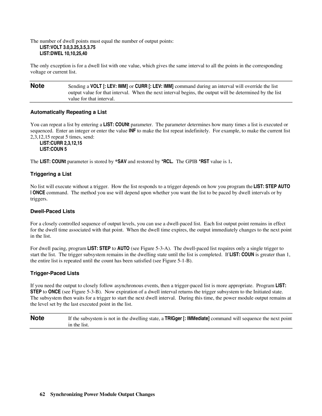 Agilent Technologies 66lxxA manual Listvolt 3.0,3.25,3.5,3.75 Listdwel 10,10,25,40, Automatically Repeating a List 