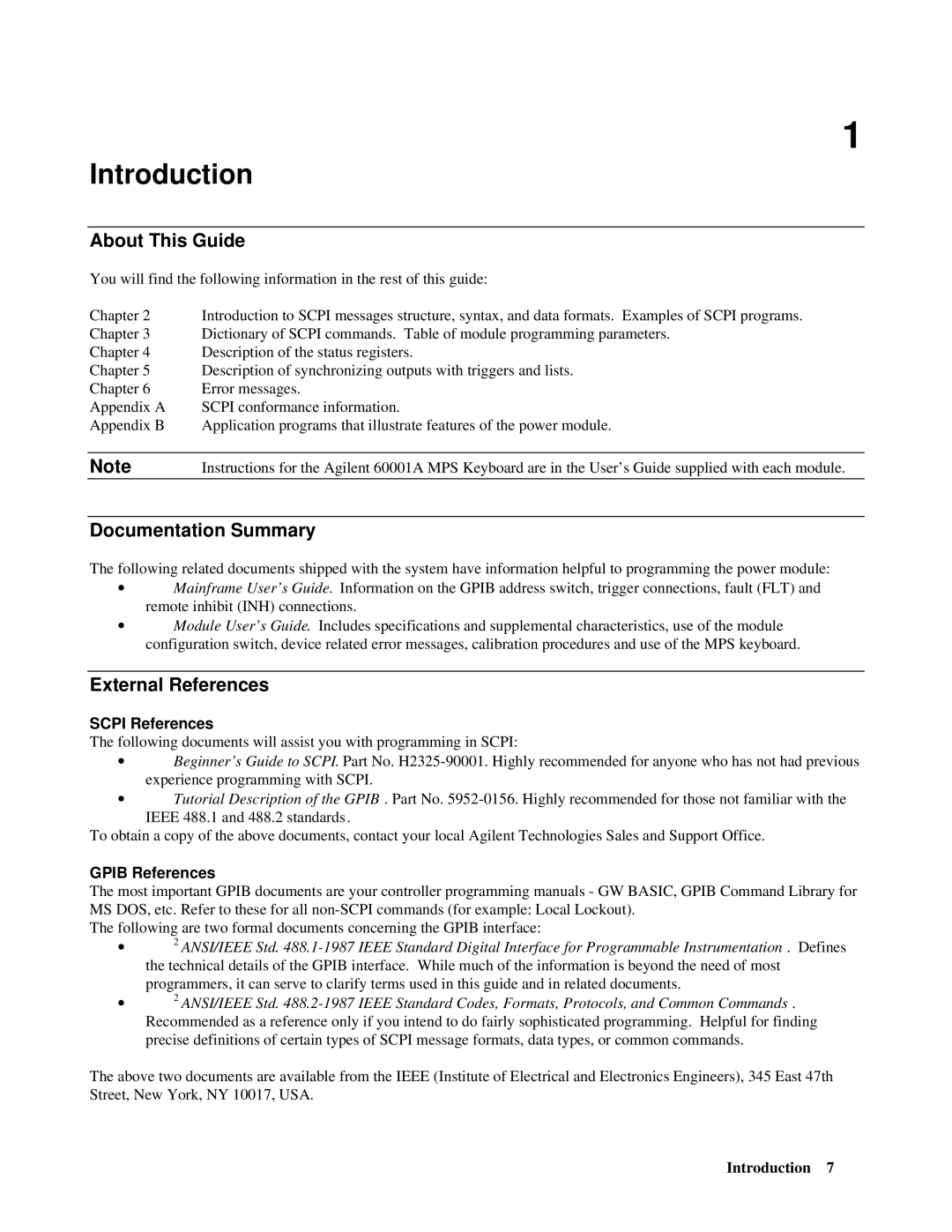 Agilent Technologies 66lxxA manual Introduction, About This Guide, Documentation Summary, External References 