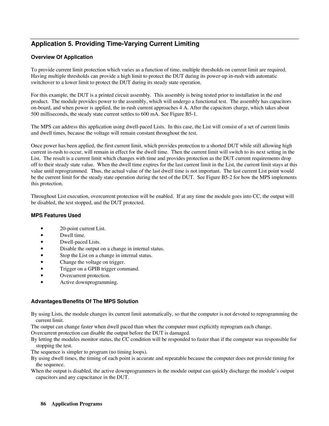 Agilent Technologies 66lxxA manual Application 5. Providing Time-Varying Current Limiting, Overview Of Application 