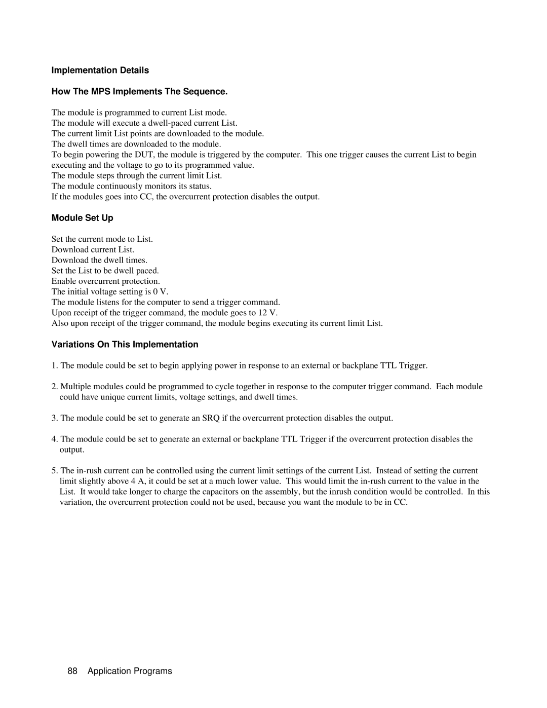 Agilent Technologies 66lxxA manual Implementation Details How The MPS Implements The Sequence 