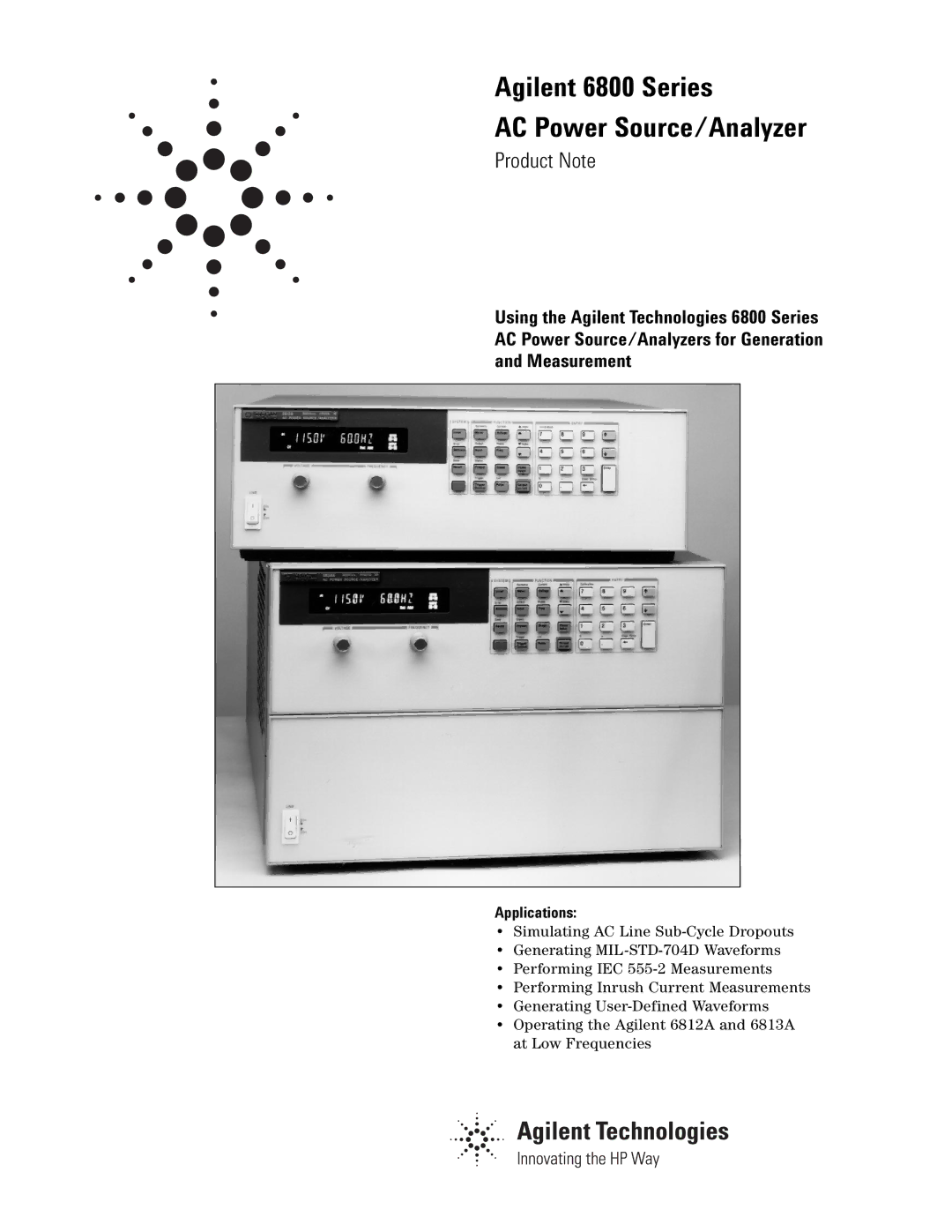 Agilent Technologies manual Agilent 6800 Series AC Power Source/Analyzer, Product Note 