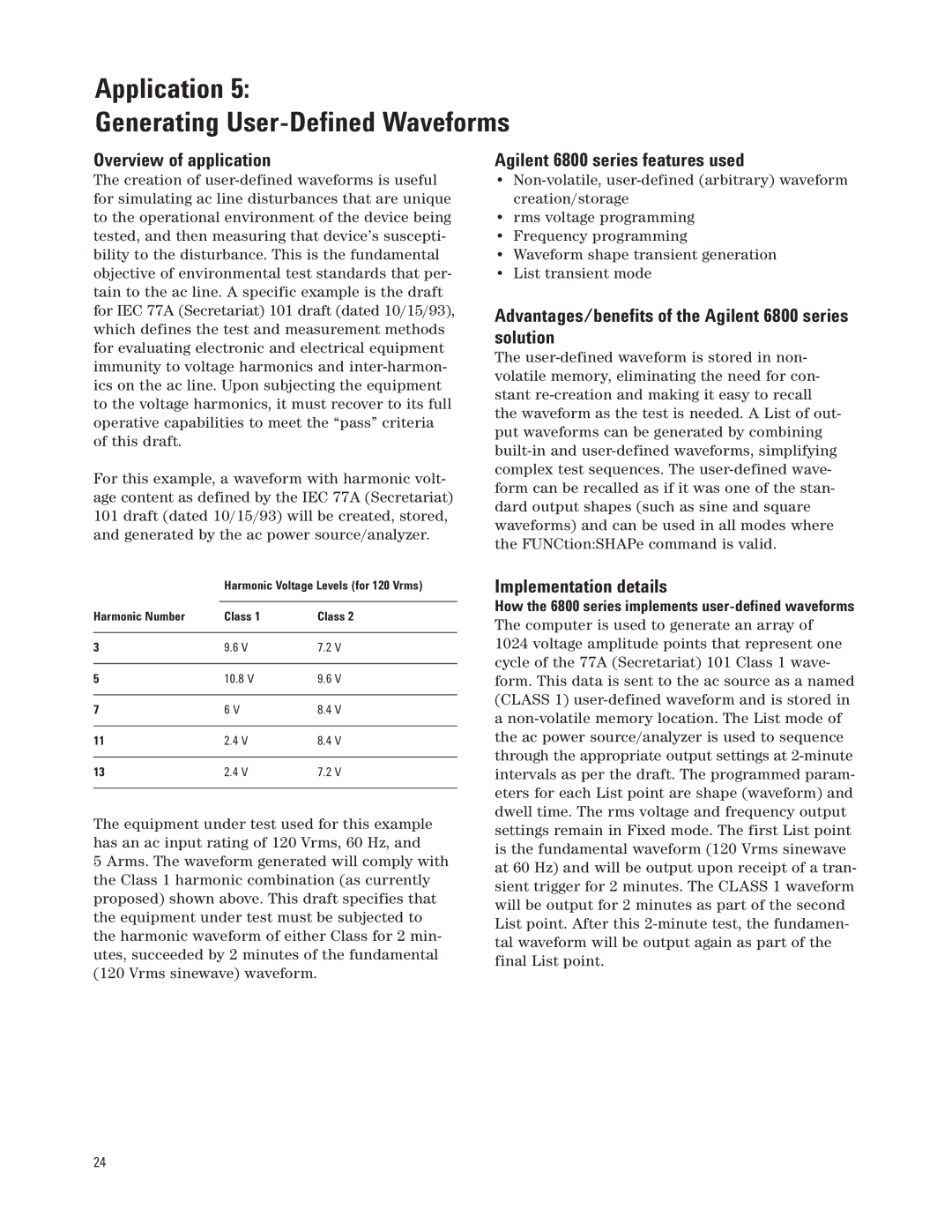 Agilent Technologies 6800 manual Application Generating User-Defined Waveforms 