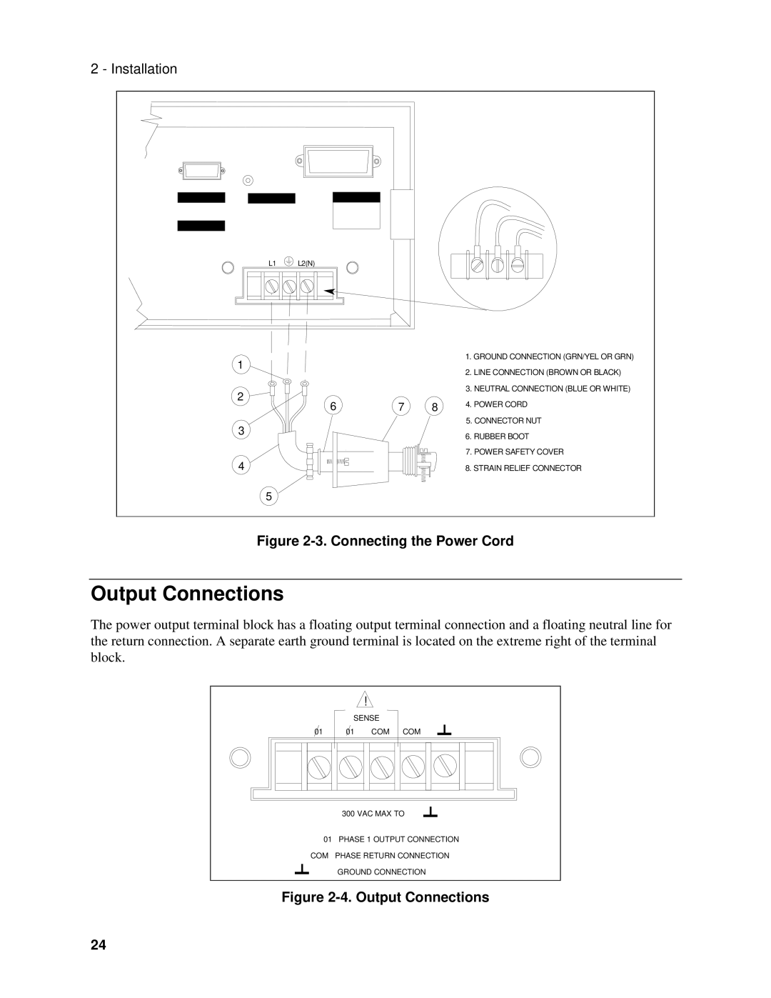 Agilent Technologies 6813B, 6811B, 6812B manual Output Connections, Connecting the Power Cord 