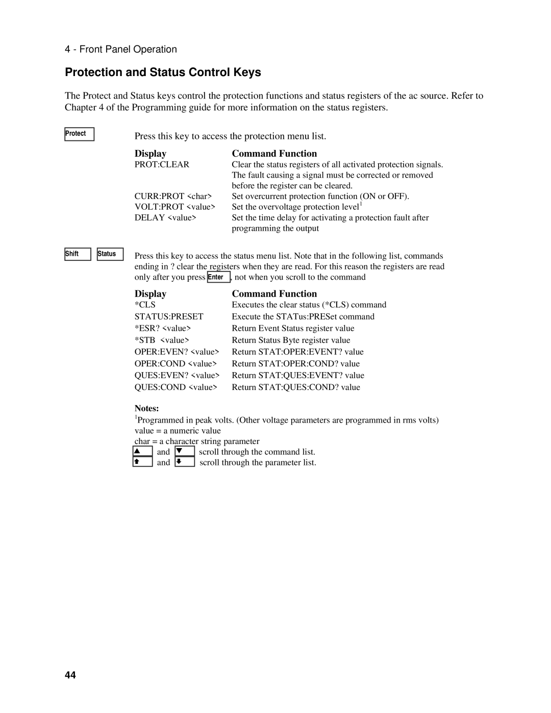 Agilent Technologies 6812B, 6813B, 6811B manual Protection and Status Control Keys, Protclear, Cls 