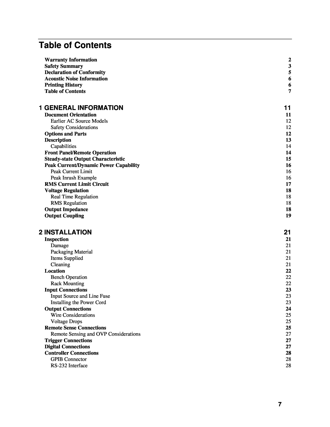 Agilent Technologies 6811B, 6813B, 6812B manual Table of Contents, General Information, Installation 