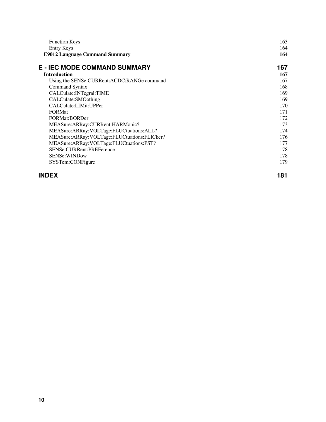 Agilent Technologies 6811B, 6834B, 6814B, 6843A, 6813B, 6812B manual IEC Mode Command Summary, 167, Index, 181 