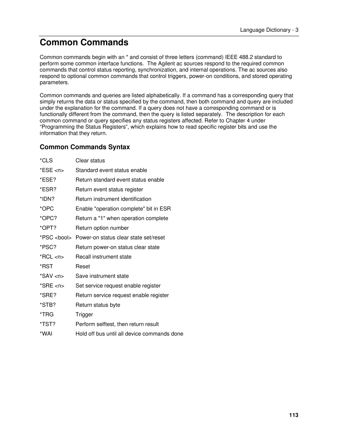 Agilent Technologies 6812B, 6834B, 6814B, 6843A, 6813B, 6811B manual Common Commands Syntax, 113 