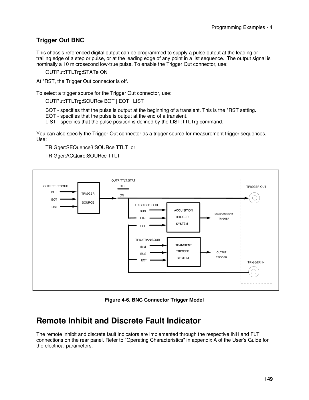 Agilent Technologies 6812B, 6834B, 6814B, 6843A, 6813B manual Remote Inhibit and Discrete Fault Indicator, Trigger Out BNC, 149 
