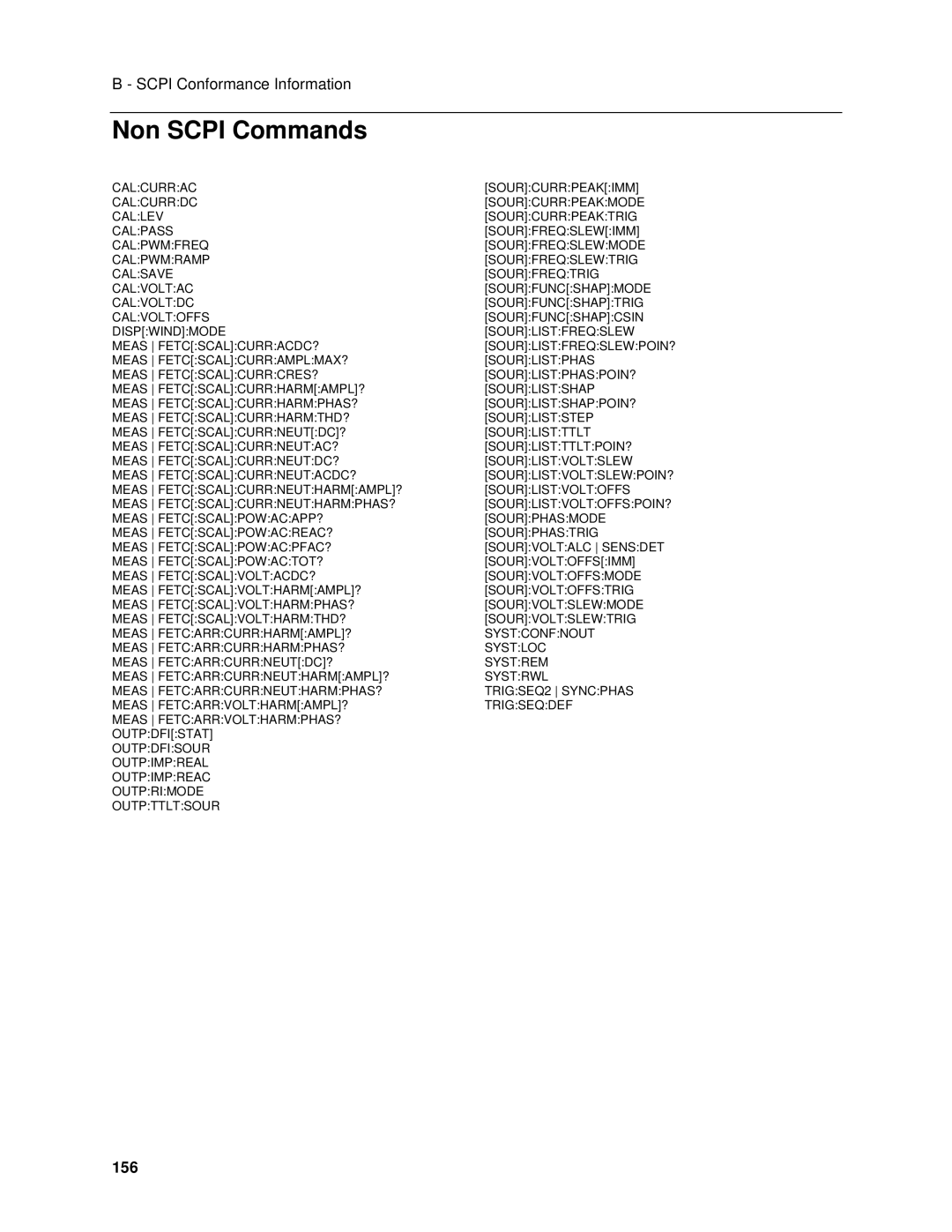 Agilent Technologies 6834B, 6814B, 6843A, 6813B, 6811B, 6812B manual Non Scpi Commands, 156 