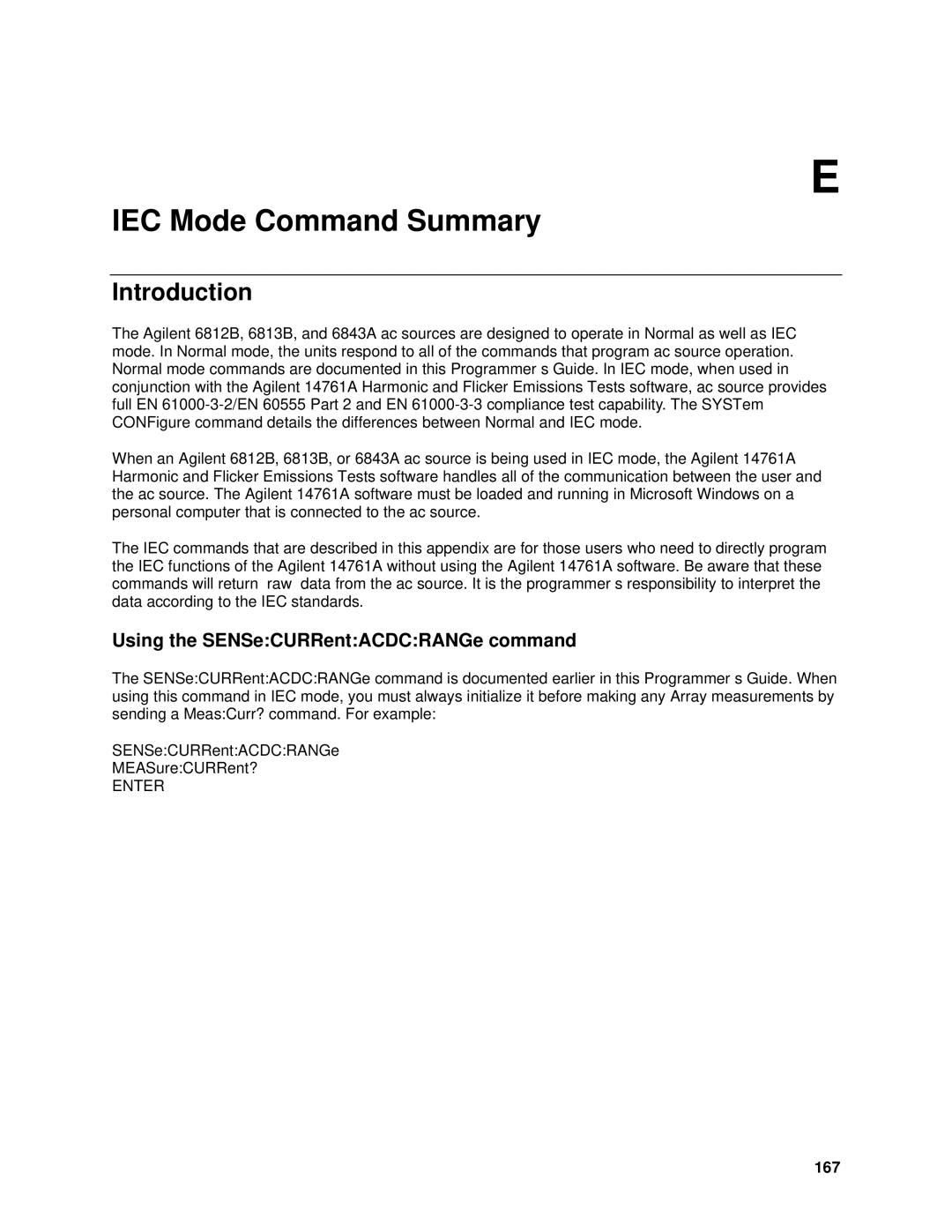 Agilent Technologies 6812B, 6834B, 6814B, 6843A, 6813B, 6811B manual Using the SENSeCURRentACDCRANGe command, 167 