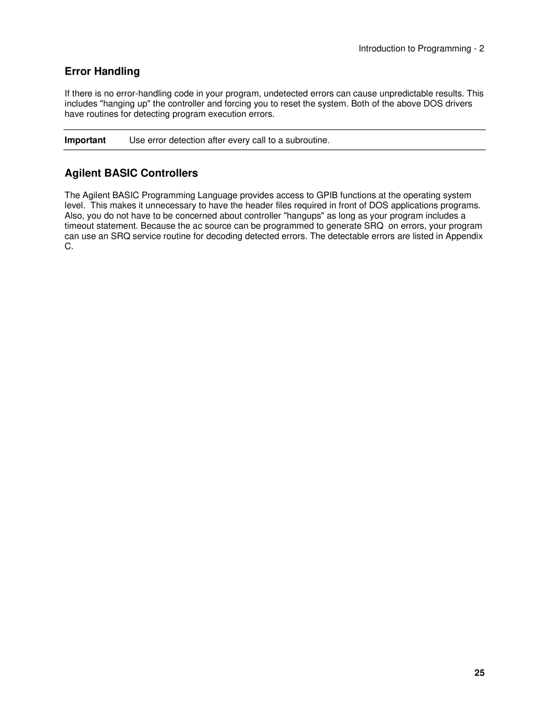 Agilent Technologies 6814B, 6834B, 6843A, 6813B, 6811B, 6812B manual Error Handling, Agilent Basic Controllers 