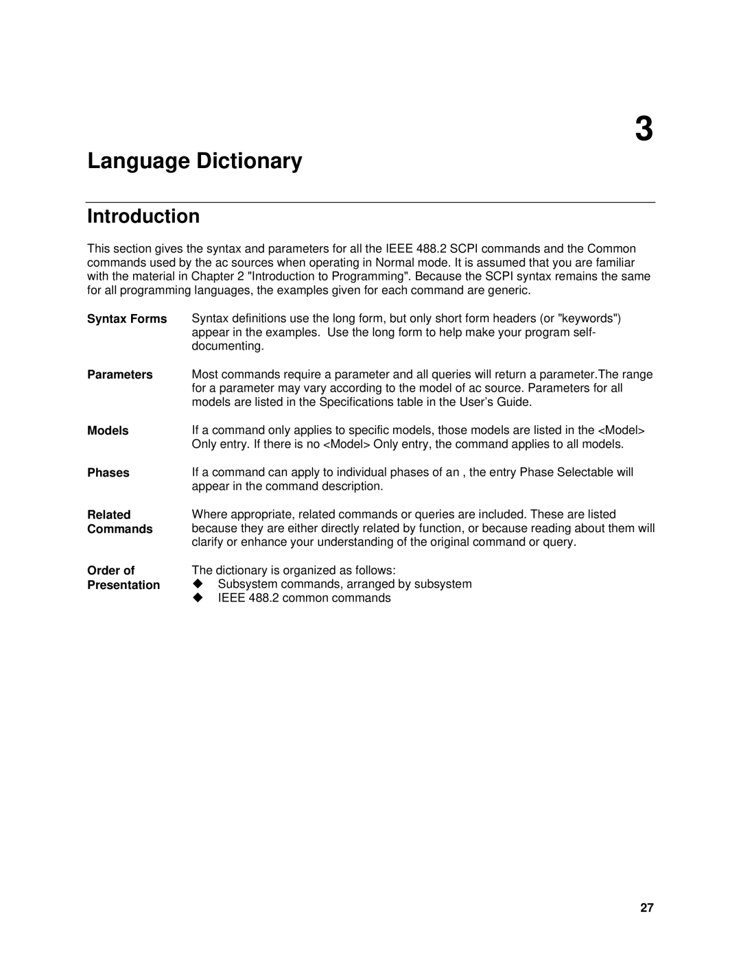 Agilent Technologies 6813B, 6834B, 6814B, 6843A, 6811B, 6812B manual Language Dictionary, Introduction 