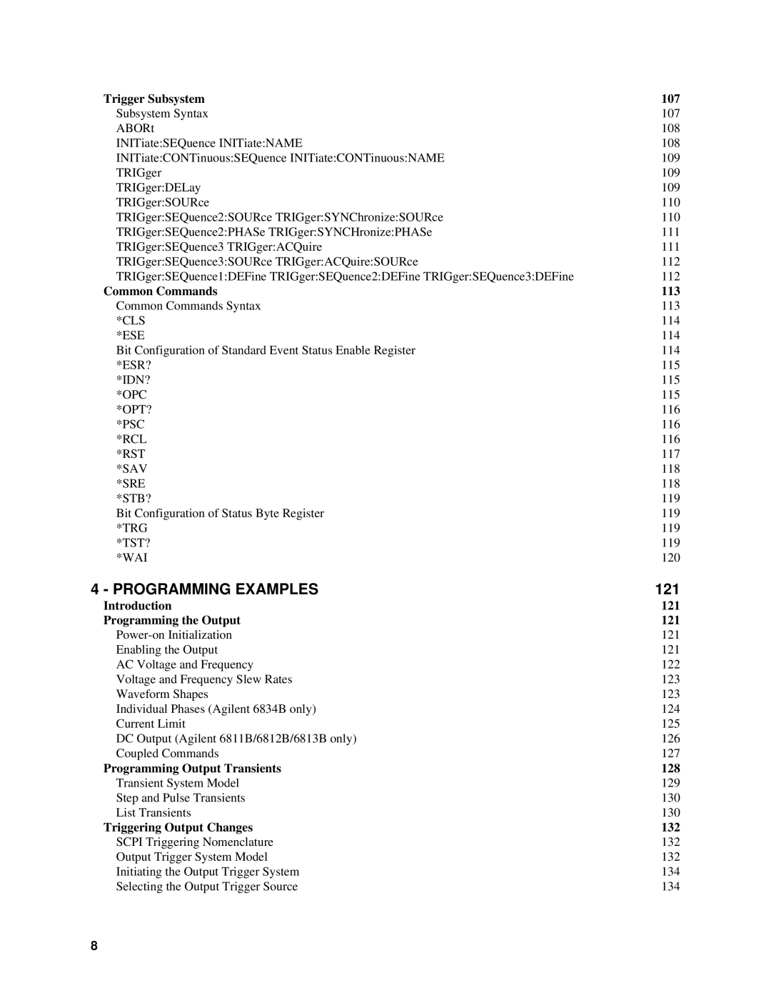 Agilent Technologies 6843A, 6834B, 6814B, 6813B, 6811B, 6812B manual Programming Examples, 121 