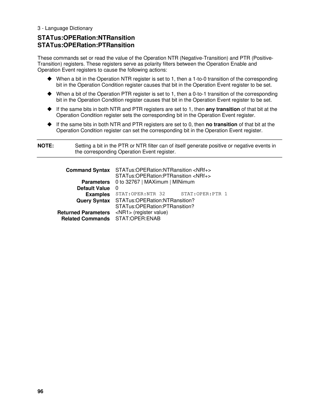 Agilent Technologies 6834B, 6814B, 6843A, 6813B, 6811B STATusOPERationNTRansition STATusOPERationPTRansition, Statoperntr 