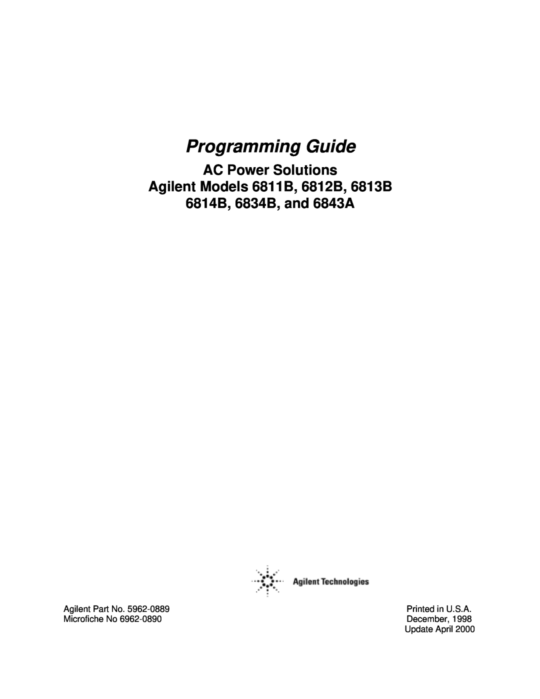 Agilent Technologies service manual to the Agilent Model 6813B, VA Output Capability Option, Addendum, Agilent P/N, May 