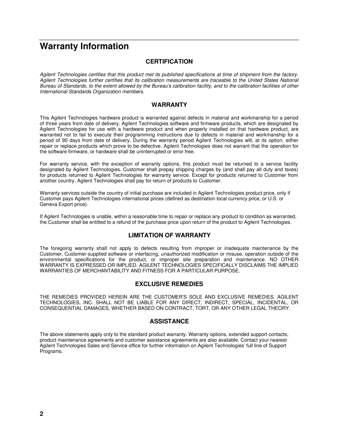 Agilent Technologies 6843A, 6834B, 6814B manual Warranty Information, Certification 