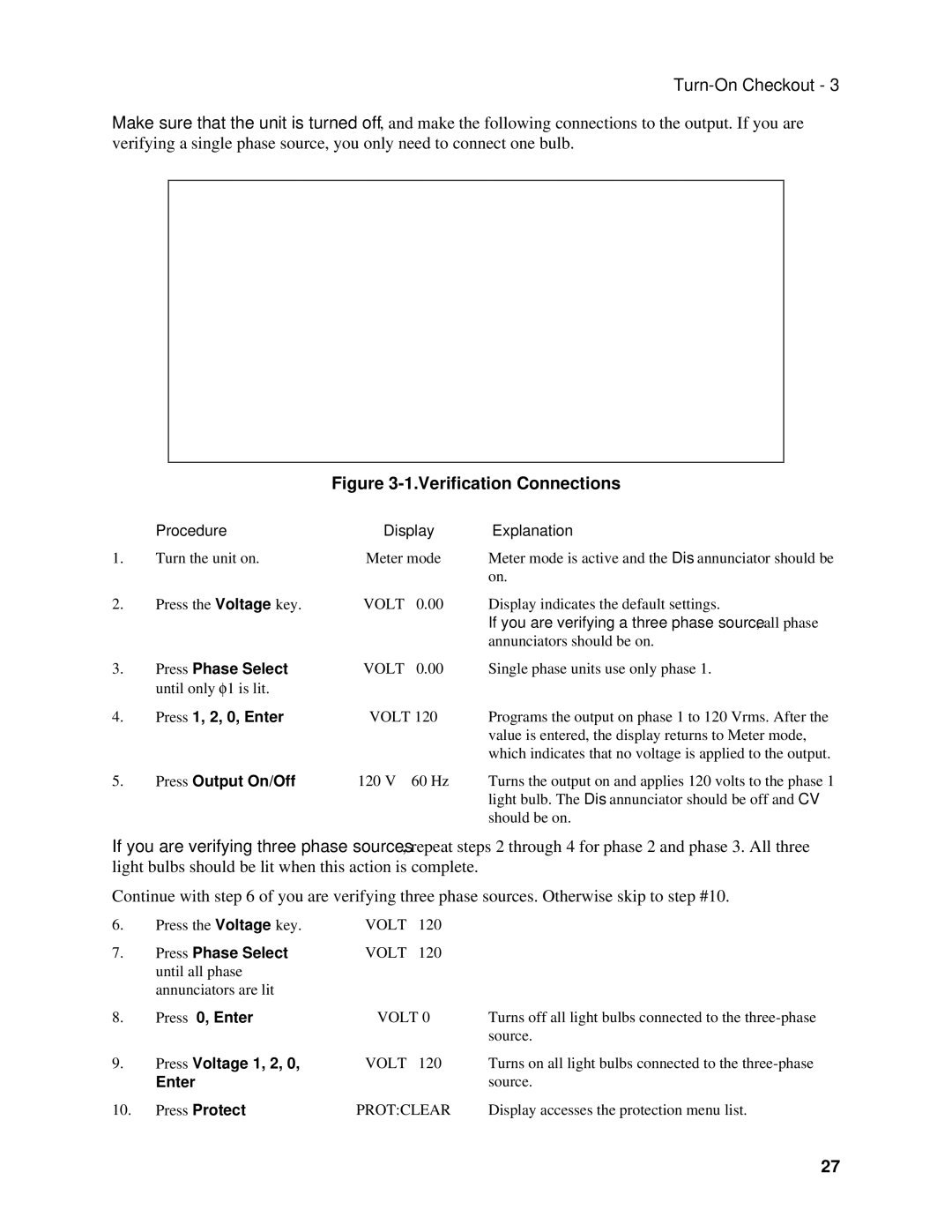 Agilent Technologies 6834B, 6814B, 6843A manual Procedure Display Explanation, Volt, Protclear 