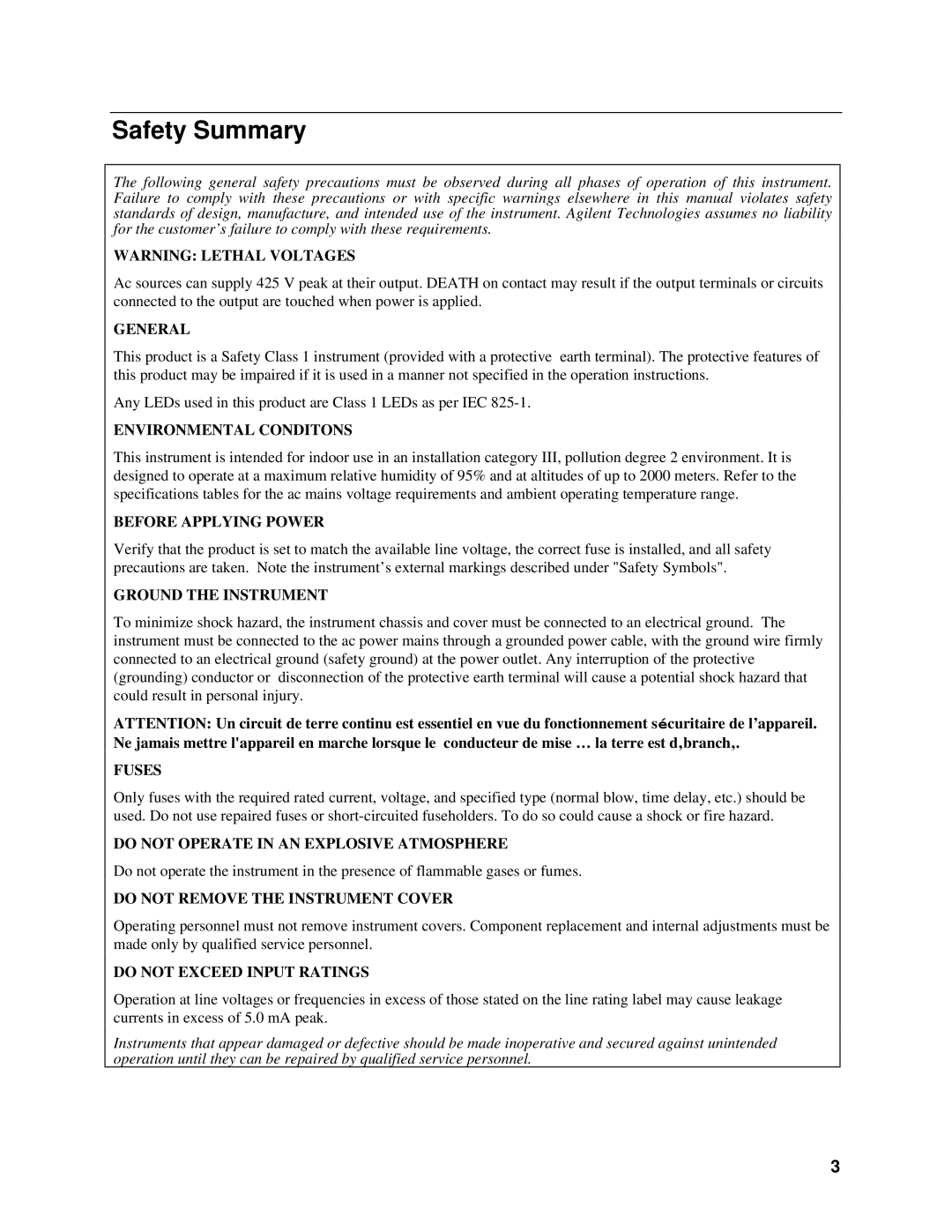 Agilent Technologies 6834B, 6814B, 6843A manual Safety Summary, General 