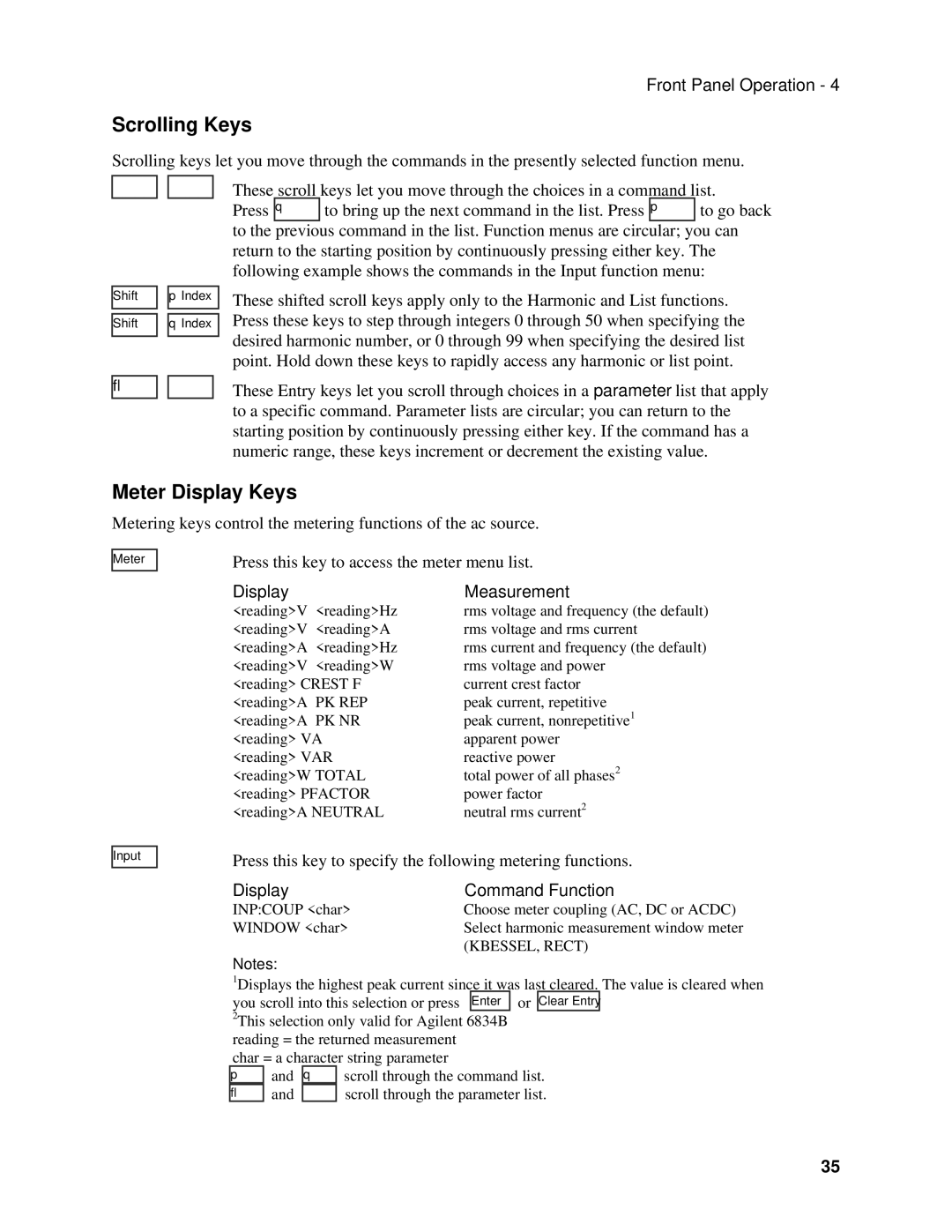 Agilent Technologies 6843A, 6834B, 6814B manual Scrolling Keys, Meter Display Keys, Display Measurement, KBESSEL, Rect 