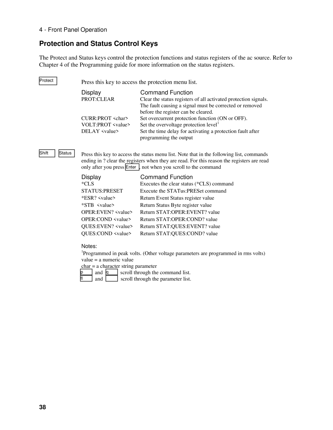 Agilent Technologies 6843A, 6834B, 6814B manual Protection and Status Control Keys, Cls 