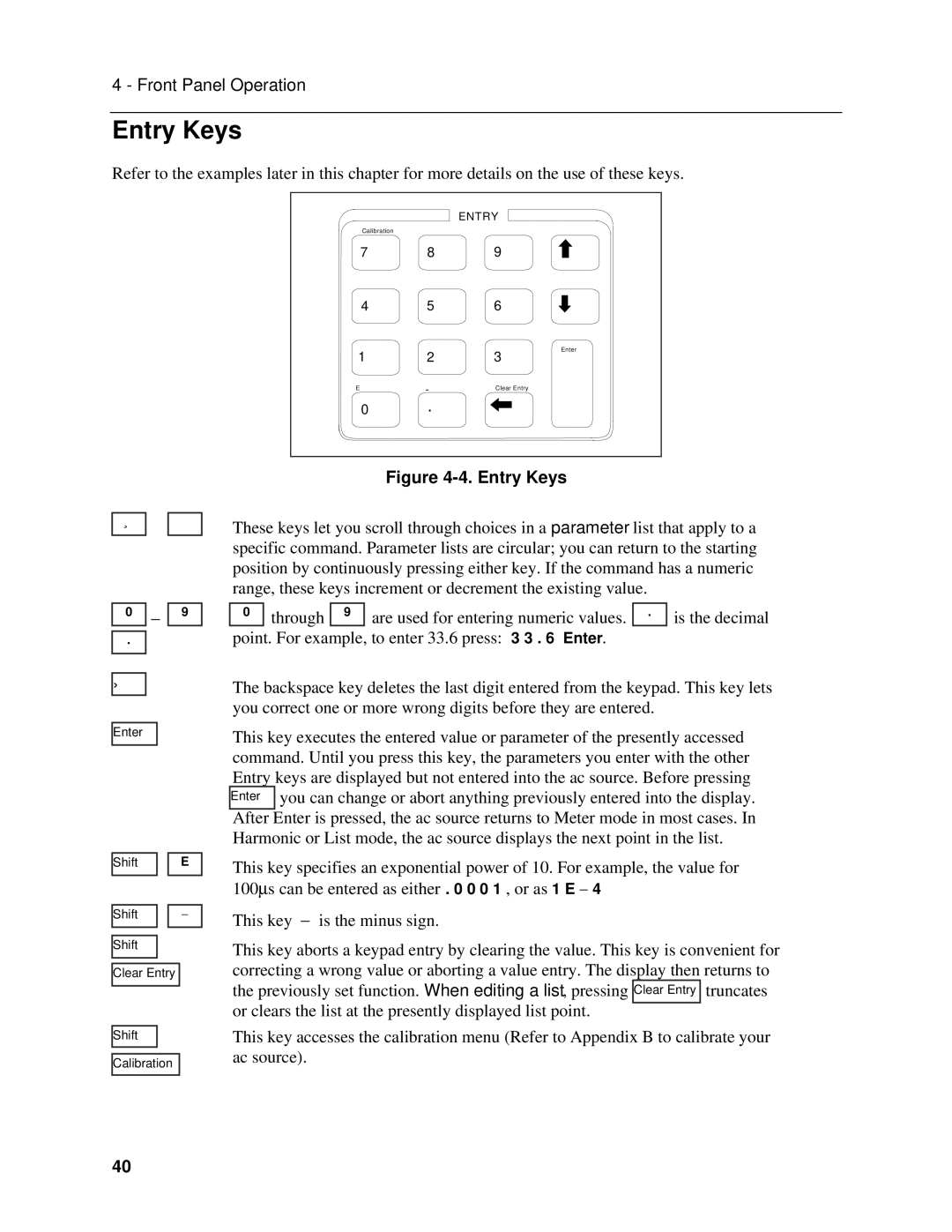 Agilent Technologies 6814B, 6834B, 6843A manual Entry Keys, Through Are used for entering numeric values Is the decimal 