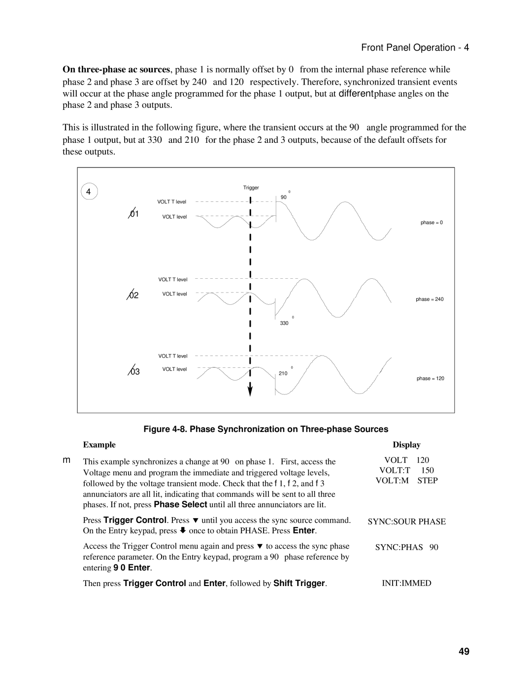 Agilent Technologies 6814B, 6834B, 6843A manual Example, Voltm Step Syncsour Phase Syncphas Initimmed 