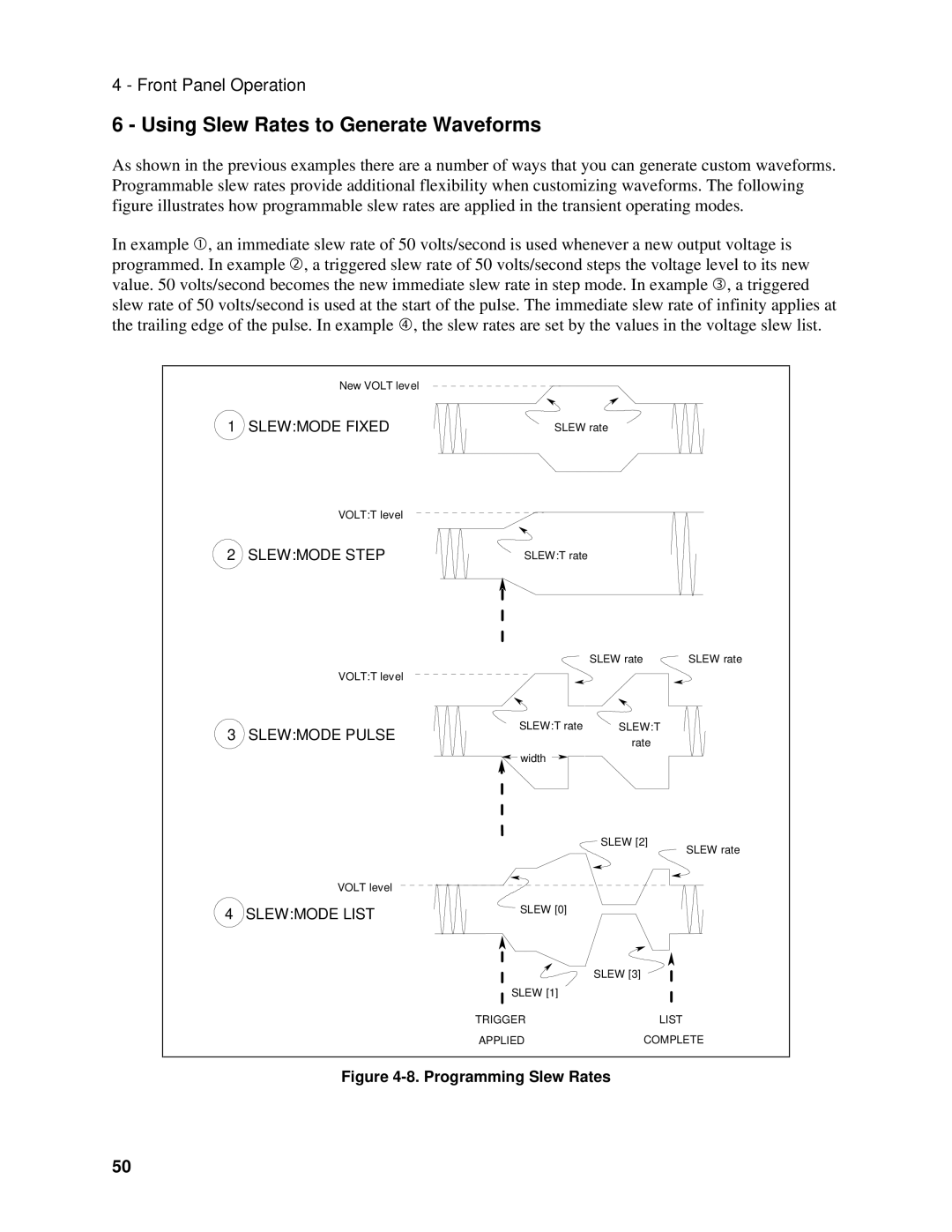 Agilent Technologies 6843A, 6834B, 6814B manual Using Slew Rates to Generate Waveforms, Programming Slew Rates 