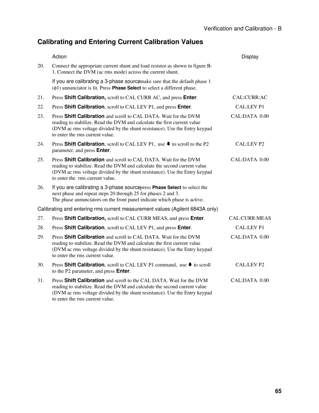Agilent Technologies 6843A, 6834B, 6814B manual Calibrating and Entering Current Calibration Values 