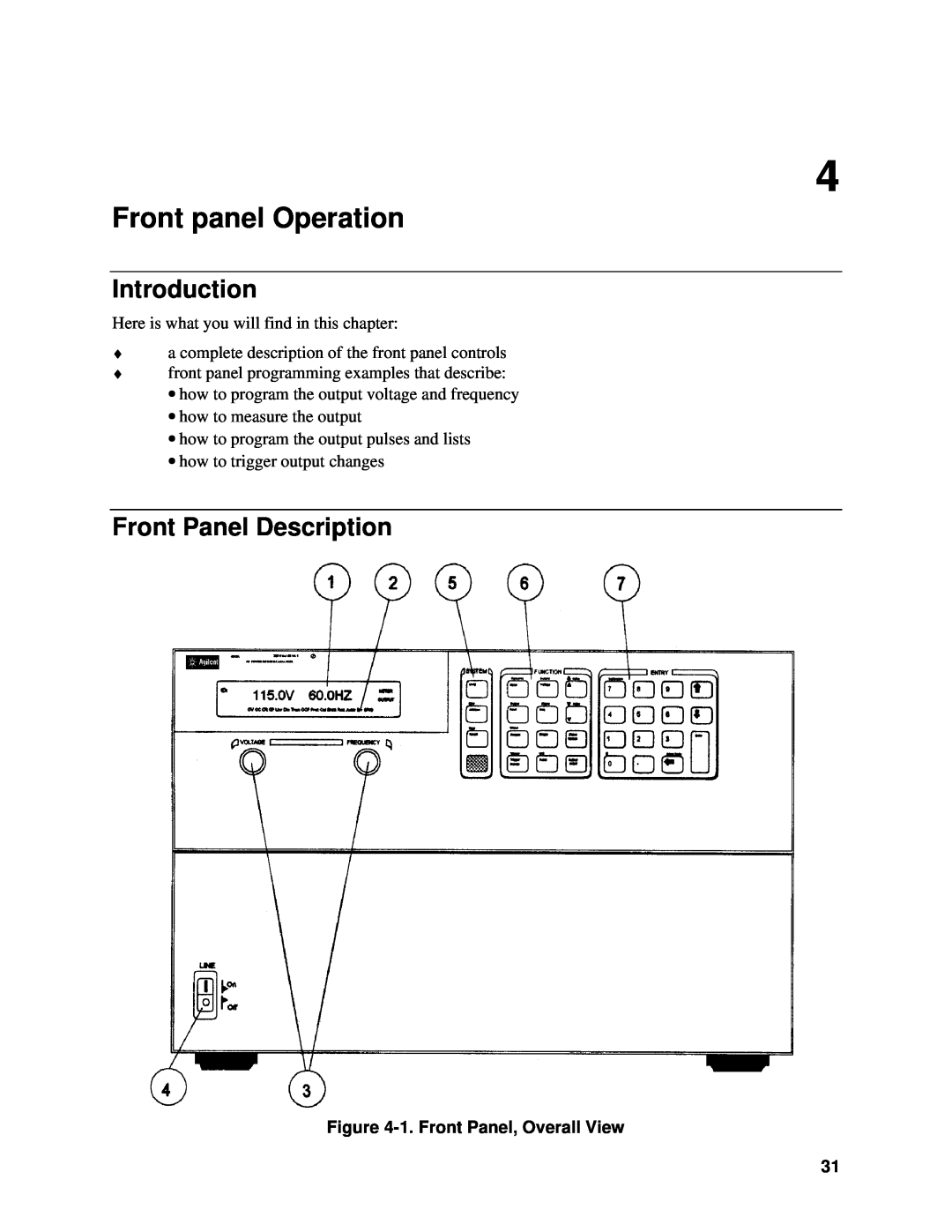 Agilent Technologies 6814B manual Front panel Operation, Front Panel Description, 1.Front Panel, Overall View, Introduction 