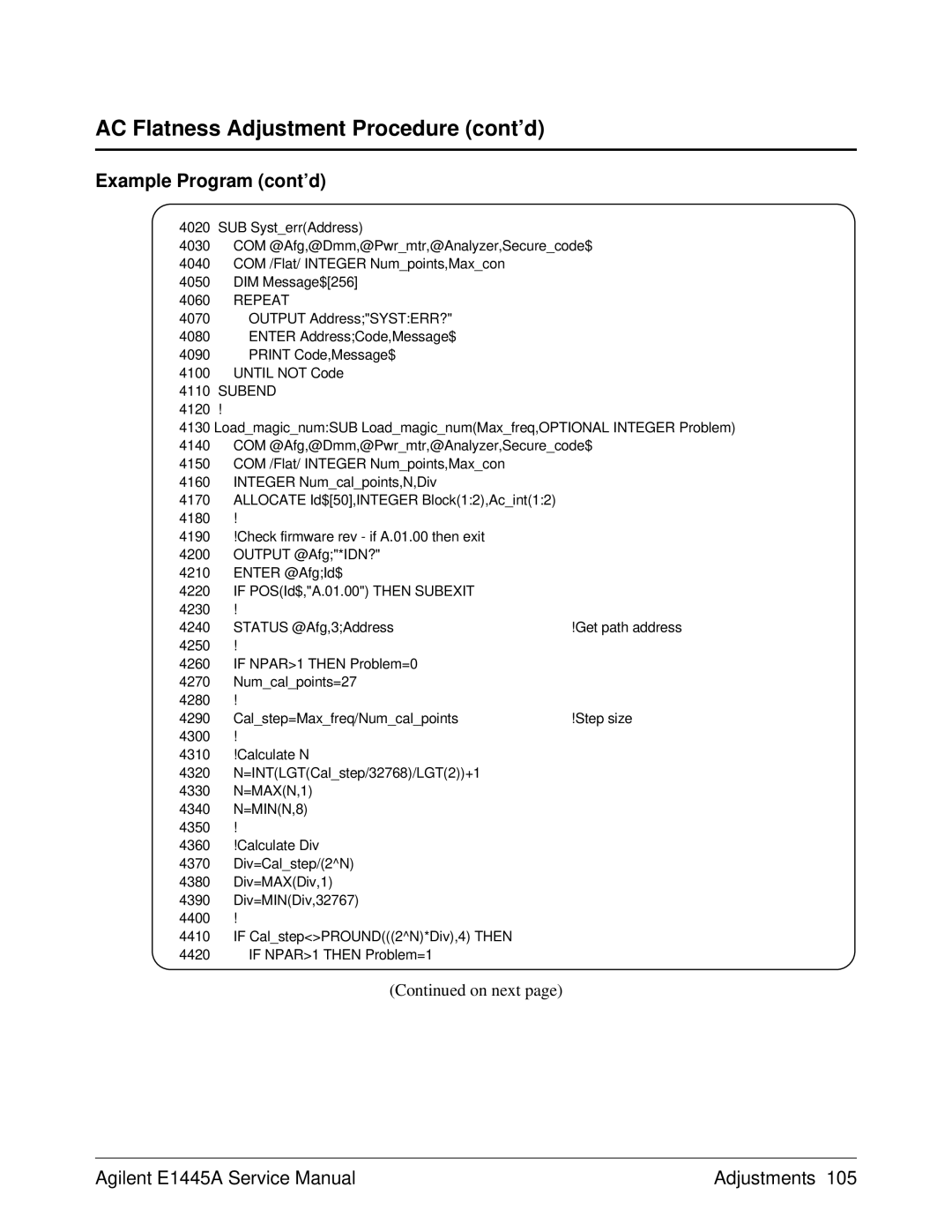 Agilent Technologies E1445A, 75000 Series C service manual SUB SysterrAddress 