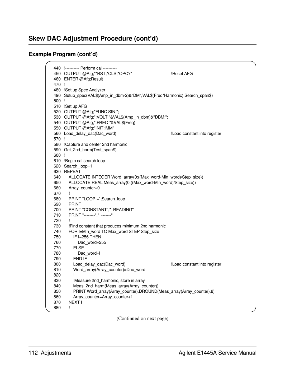 Agilent Technologies 75000 Series C, E1445A service manual Repeat, Print Print CONSTANT, Reading 