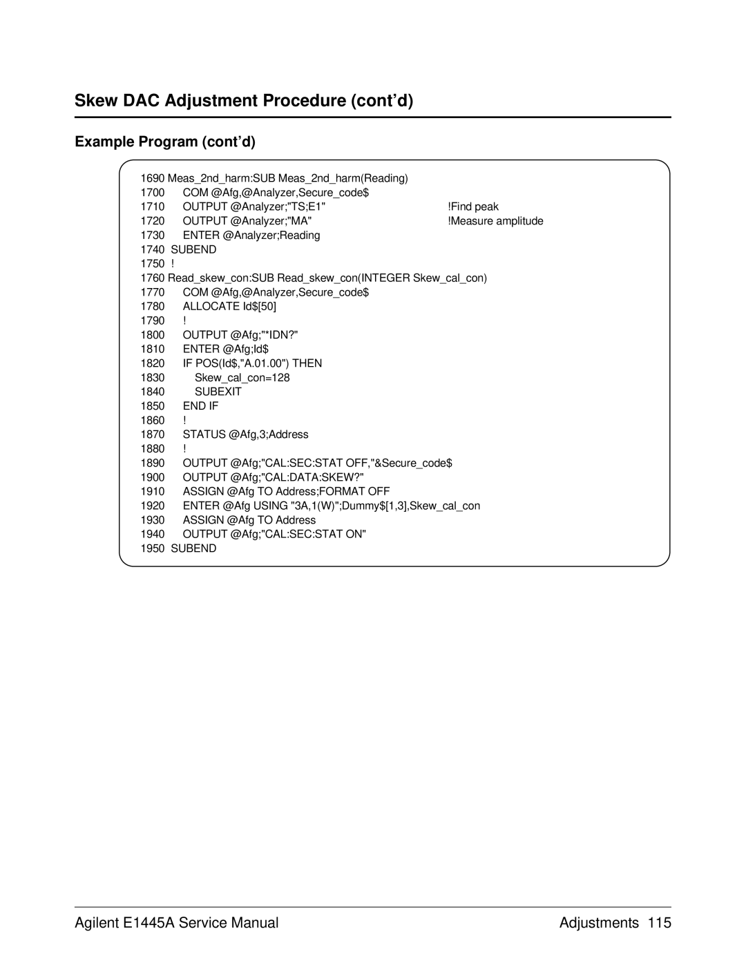 Agilent Technologies E1445A, 75000 Series C service manual Meas2ndharmSUB Meas2ndharmReading 