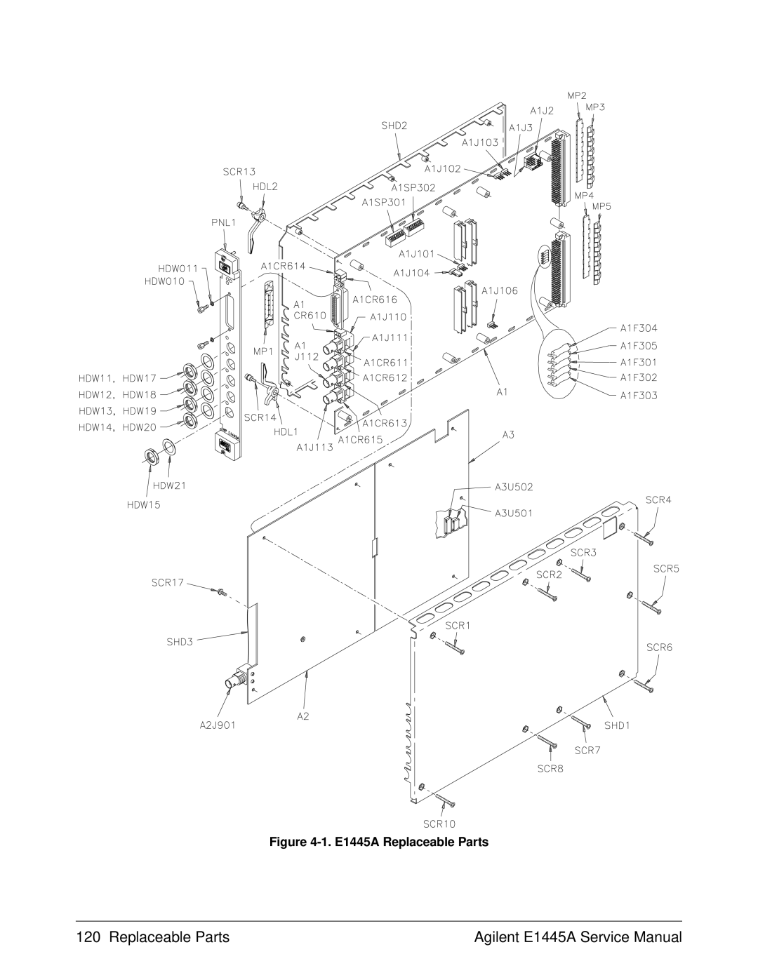 Agilent Technologies 75000 Series C service manual E1445A Replaceable Parts 