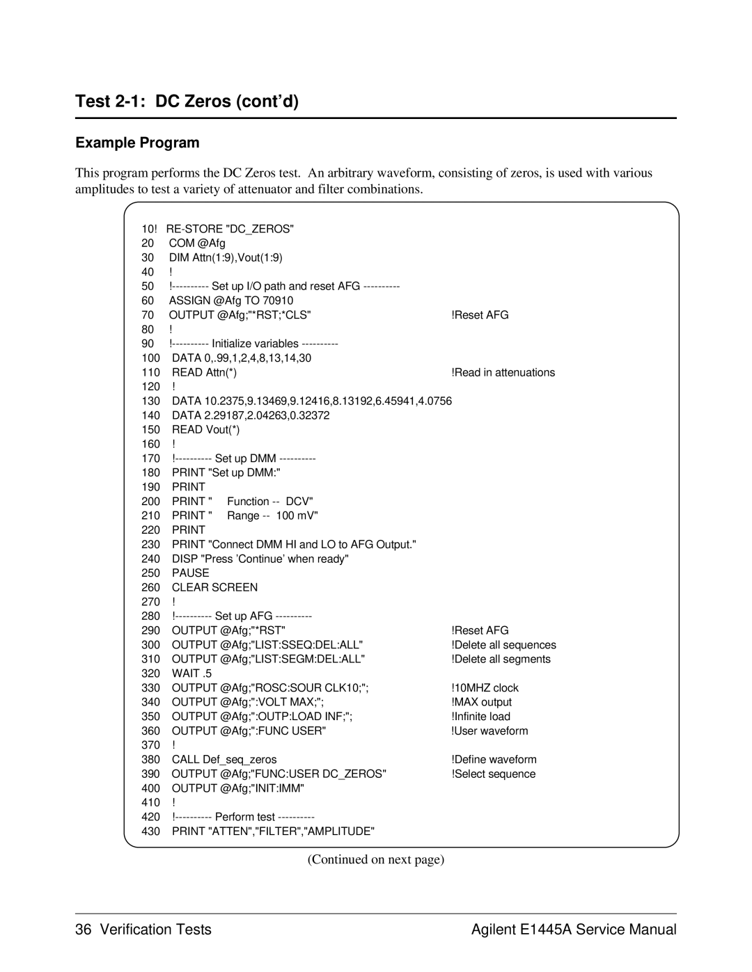 Agilent Technologies 75000 Series C, E1445A service manual Pause Clear Screen, Print ATTEN,FILTER,AMPLITUDE 