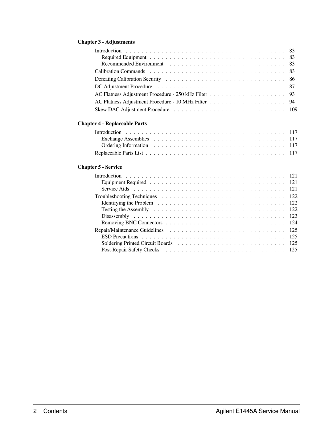 Agilent Technologies 75000 Series C, E1445A service manual Replaceable Parts 