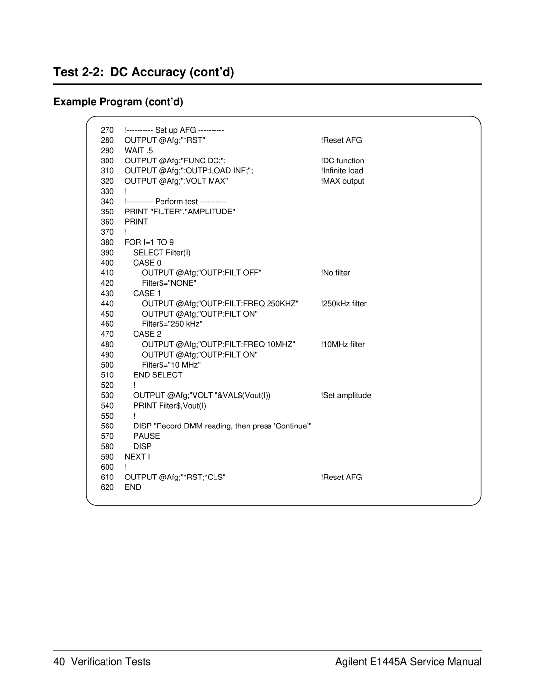 Agilent Technologies 75000 Series C, E1445A service manual Print FILTER,AMPLITUDE, End 