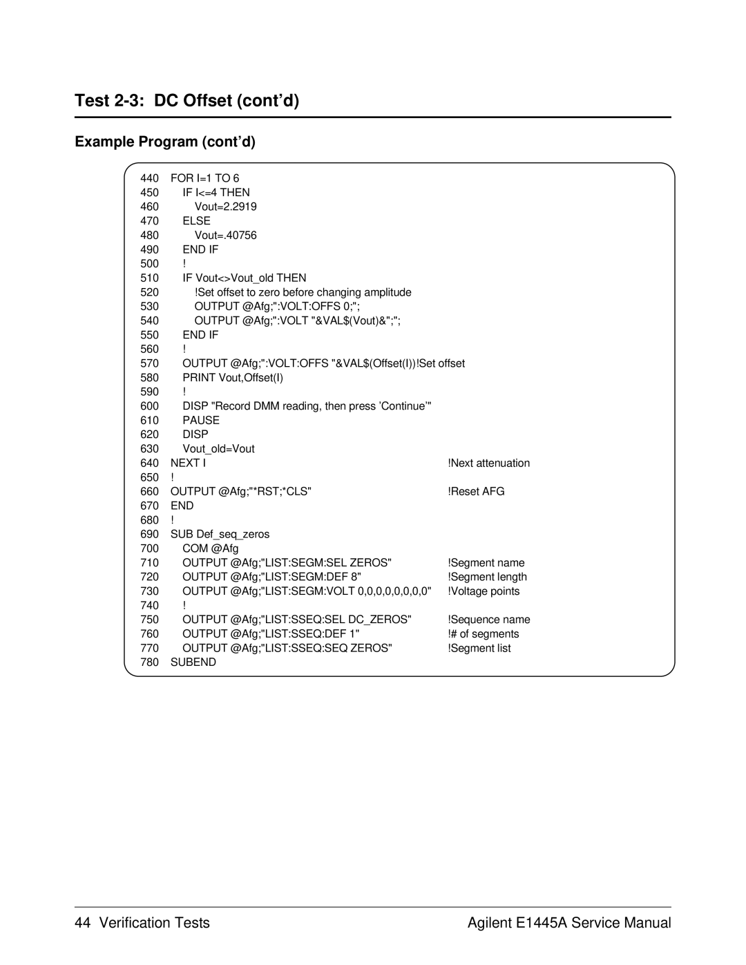 Agilent Technologies 75000 Series C, E1445A service manual Disp Voutold=Vout 