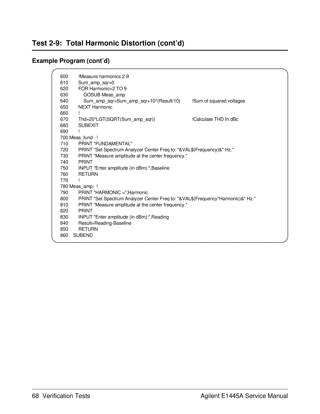 Agilent Technologies 75000 Series C, E1445A service manual Subexit, Print Fundamental, Return Subend 