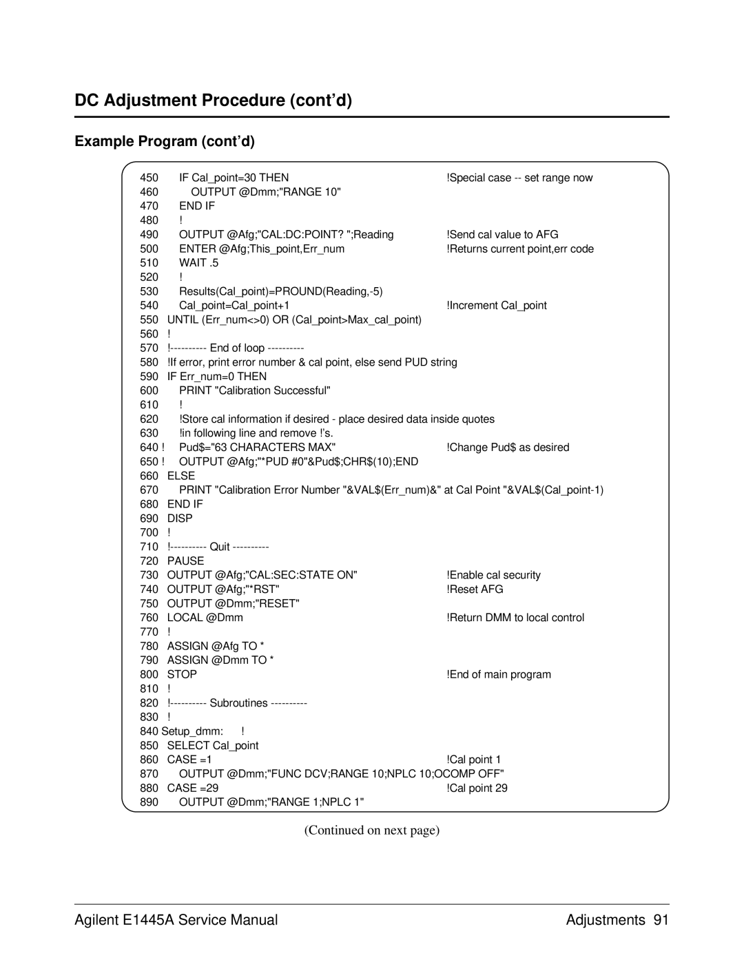 Agilent Technologies E1445A, 75000 Series C service manual Stop, Case =1 