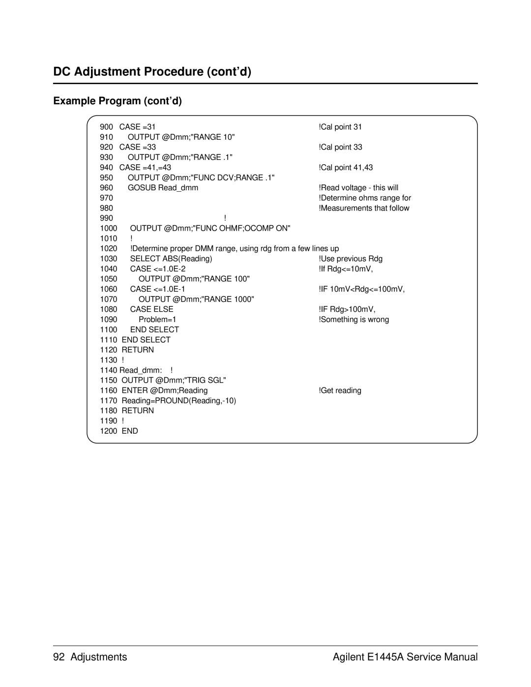 Agilent Technologies 75000 Series C, E1445A service manual Case Else, END Select 