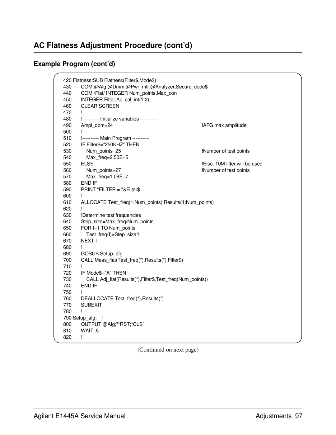 Agilent Technologies E1445A, 75000 Series C service manual 470 480 !---------- Initialize variables 