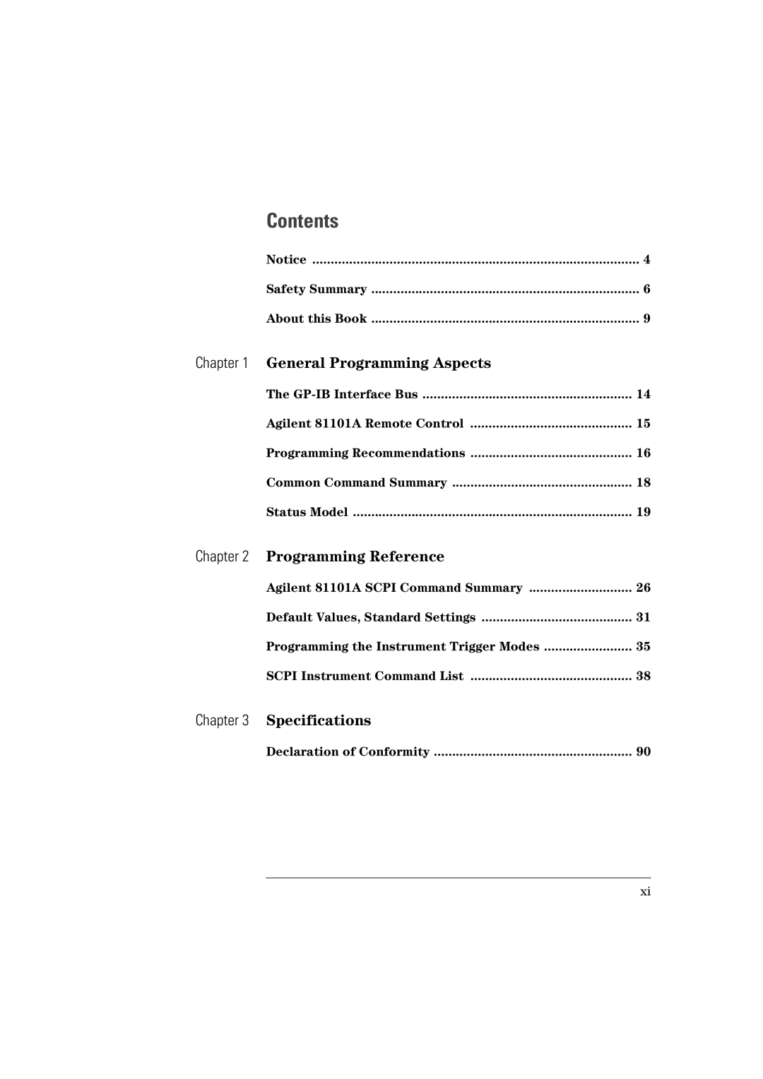 Agilent Technologies 81101A manual Contents 