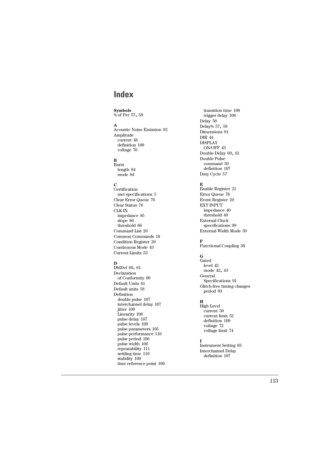 Agilent Technologies 81101A manual 113, Symbols, Burst, Gated 