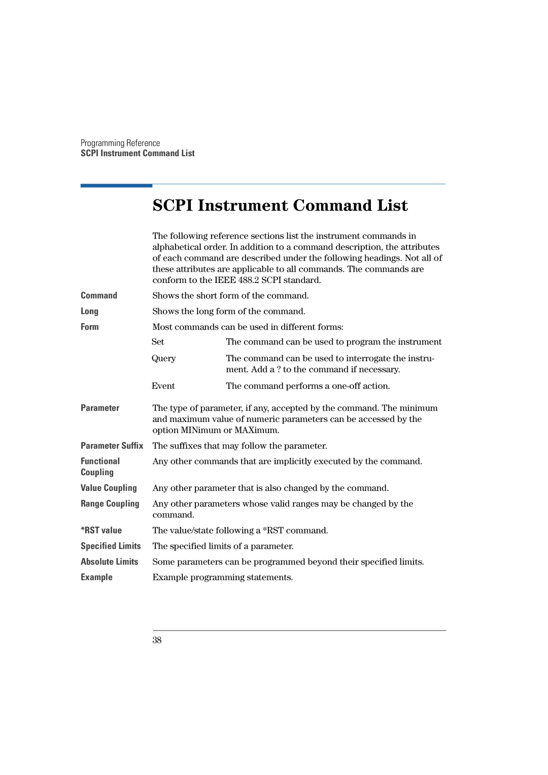 Agilent Technologies 81101A manual Scpi Instrument Command List 